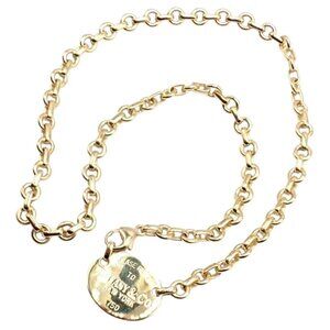 Authentic! Tiffany & Co Return To Tiffany 18k Yellow Gold Oval Tag Link Necklace